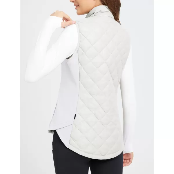 BALEAF Womens Puffer Vest Lightweight Winter Warm Stand Collar Quilted Vests Water Resistant Zip PocketsWhite