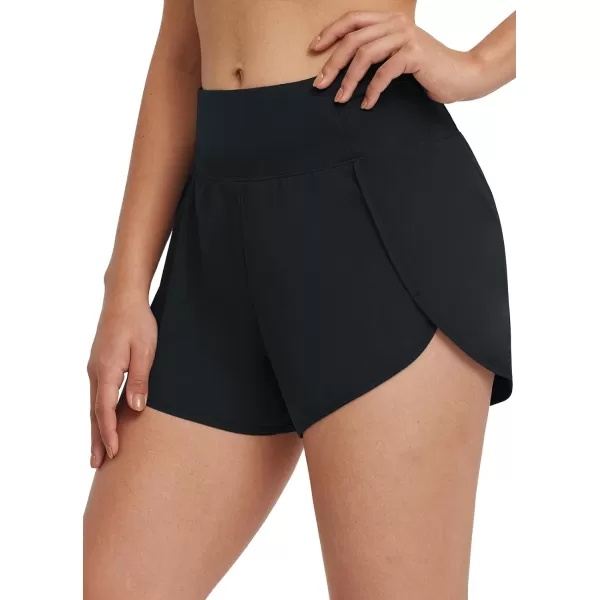 BALEAF Womens Quick Dry Athletic Running Shorts with Liner 3 Workout Sports Shorts Zipper PocketBlack