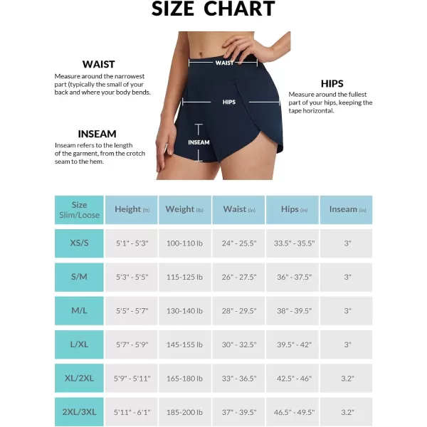 BALEAF Womens Quick Dry Athletic Running Shorts with Liner 3 Workout Sports Shorts Zipper PocketDark Blue