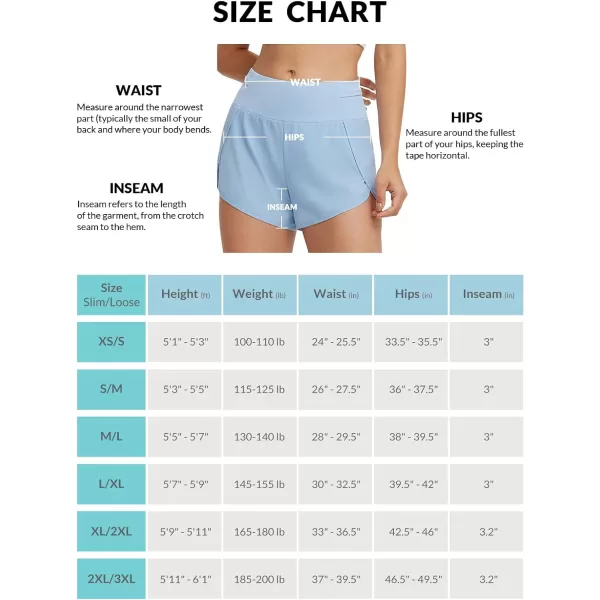 BALEAF Womens Quick Dry Athletic Running Shorts with Liner 3 Workout Sports Shorts Zipper PocketLight Blue