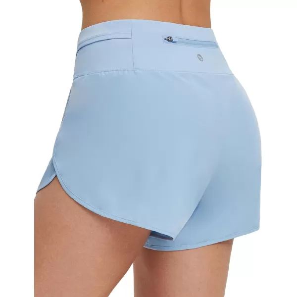 BALEAF Womens Quick Dry Athletic Running Shorts with Liner 3 Workout Sports Shorts Zipper PocketLight Blue