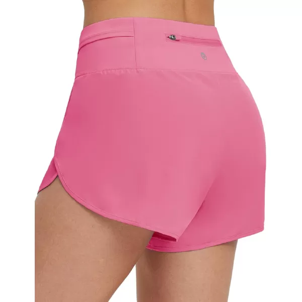 BALEAF Womens Quick Dry Athletic Running Shorts with Liner 3 Workout Sports Shorts Zipper PocketPink