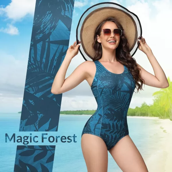 BALEAF Womens Racerback Athletic One Piece Modest Bathing SuitAforest Green