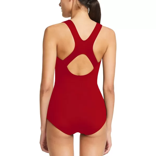 BALEAF Womens Racerback Athletic One Piece Modest Bathing SuitRed