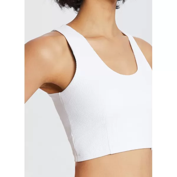 BALEAF Womens Ribbed Cropped Tank Tops Sleeveless Cropped Tops Double LayeredWhite