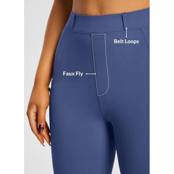 BALEAF Womens Riding Pants Equestrian Breeches KneePatch Horse Riding Tights Horseback Belt Loops Pockets UPF50Siliconedark Blue