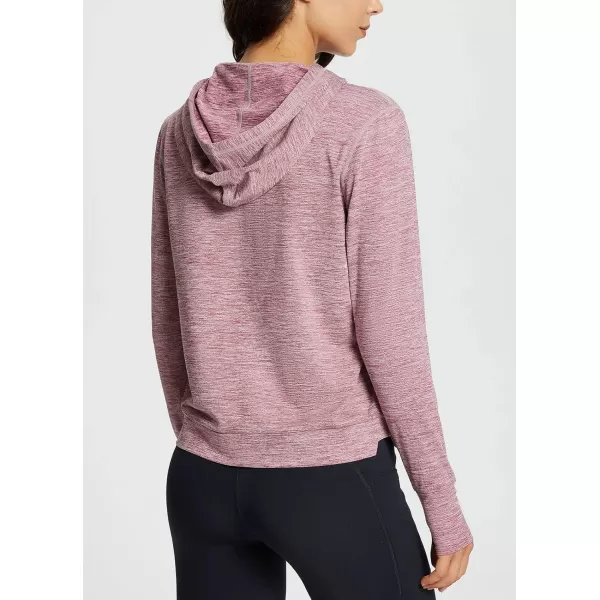 BALEAF Womens Running Hoodies Lightweight Pullover Athletic Shirts with Thumb HolesHeather Coral