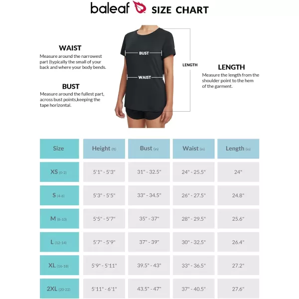 BALEAF Womens Running Shirts Short Sleeve Workout Tops Quick Dry Sun Protection TShirts Athletic Hiking UPF 50 TeeBlack