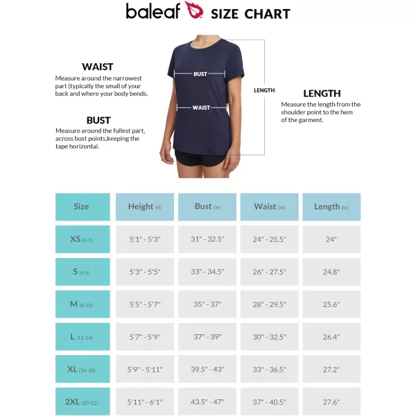 BALEAF Womens Running Shirts Short Sleeve Workout Tops Quick Dry Sun Protection TShirts Athletic Hiking UPF 50 TeeNavy