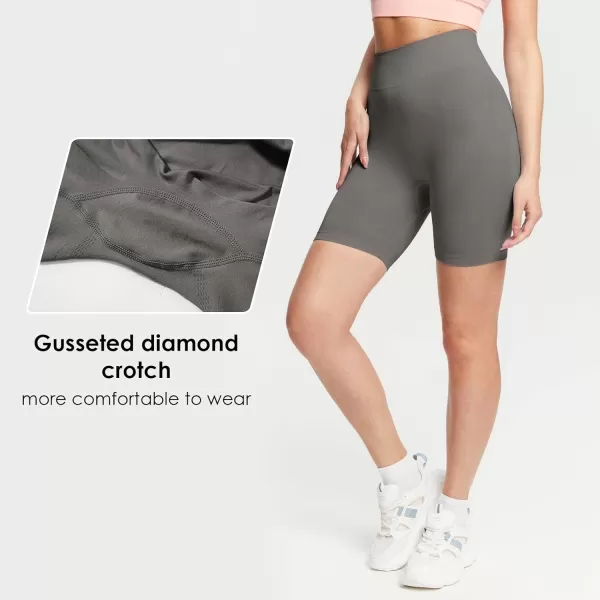 BALEAF Womens Seamless Biker Shorts High Waisted Workout Gym Shorts Running Exercise Fitness Shorts Grey MBALEAF Womens Seamless Biker Shorts High Waisted Workout Gym Shorts Running Exercise Fitness Shorts Grey M