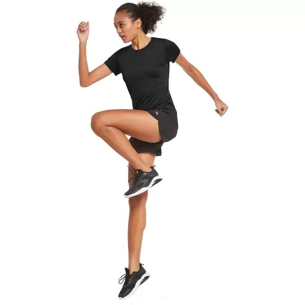 BALEAF Womens Short Sleeve Running Workout Shirts Athletic Tops Lightweight Quick Dry Training Yoga CrewneckBlack