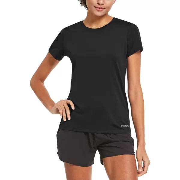 BALEAF Womens Short Sleeve Running Workout Shirts Athletic Tops Lightweight Quick Dry Training Yoga CrewneckBlack