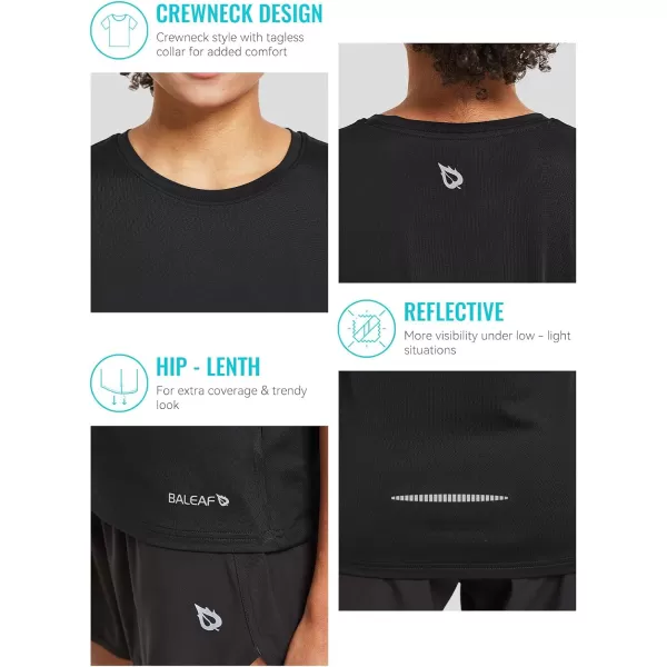BALEAF Womens Short Sleeve Running Workout Shirts Athletic Tops Lightweight Quick Dry Training Yoga CrewneckBlack