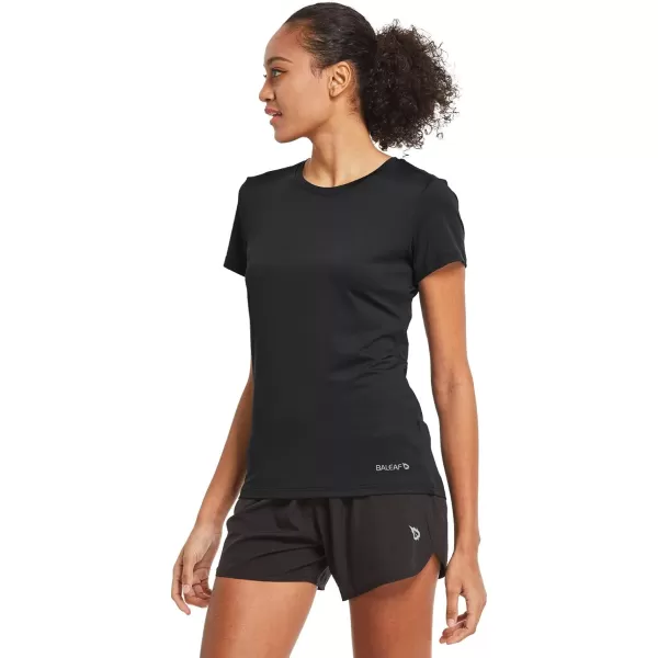 BALEAF Womens Short Sleeve Running Workout Shirts Athletic Tops Lightweight Quick Dry Training Yoga CrewneckBlack