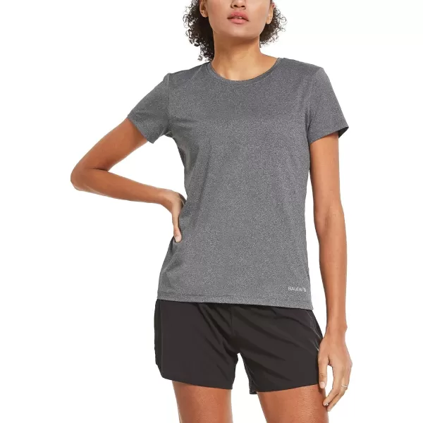 BALEAF Womens Short Sleeve Running Workout Shirts Athletic Tops Lightweight Quick Dry Training Yoga CrewneckHeather Gray