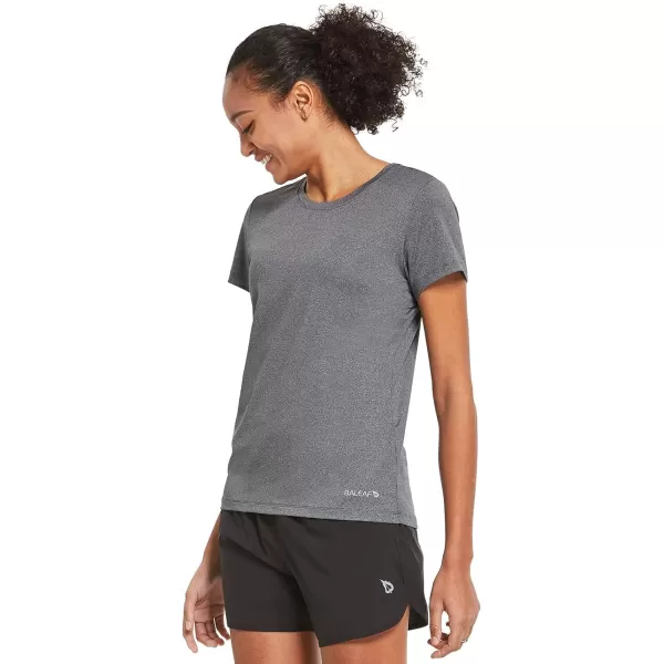 BALEAF Womens Short Sleeve Running Workout Shirts Athletic Tops Lightweight Quick Dry Training Yoga CrewneckHeather Gray