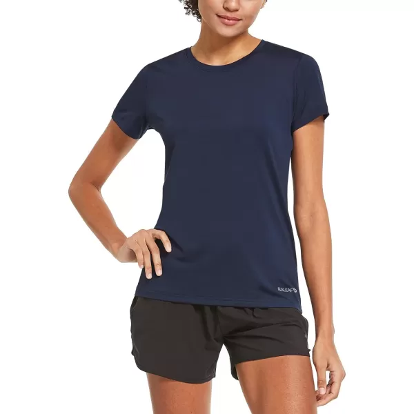 BALEAF Womens Short Sleeve Running Workout Shirts Athletic Tops Lightweight Quick Dry Training Yoga CrewneckNavy