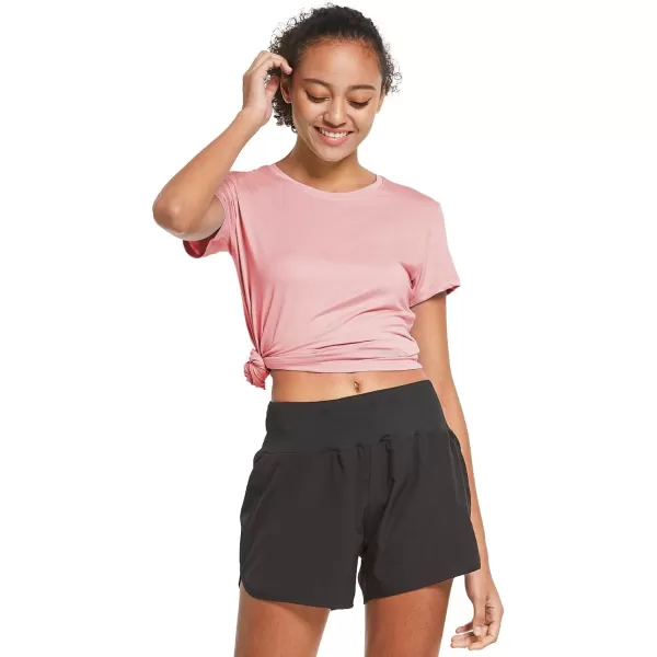 BALEAF Womens Short Sleeve Running Workout Shirts Athletic Tops Lightweight Quick Dry Training Yoga CrewneckPink