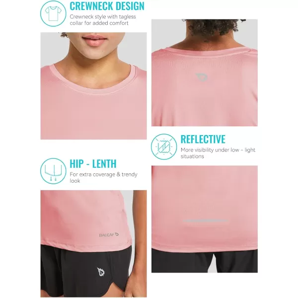 BALEAF Womens Short Sleeve Running Workout Shirts Athletic Tops Lightweight Quick Dry Training Yoga CrewneckPink