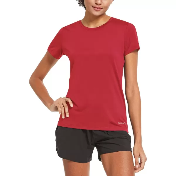 BALEAF Womens Short Sleeve Running Workout Shirts Athletic Tops Lightweight Quick Dry Training Yoga CrewneckRed