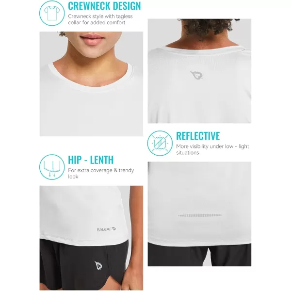 BALEAF Womens Short Sleeve Running Workout Shirts Athletic Tops Lightweight Quick Dry Training Yoga CrewneckWhite