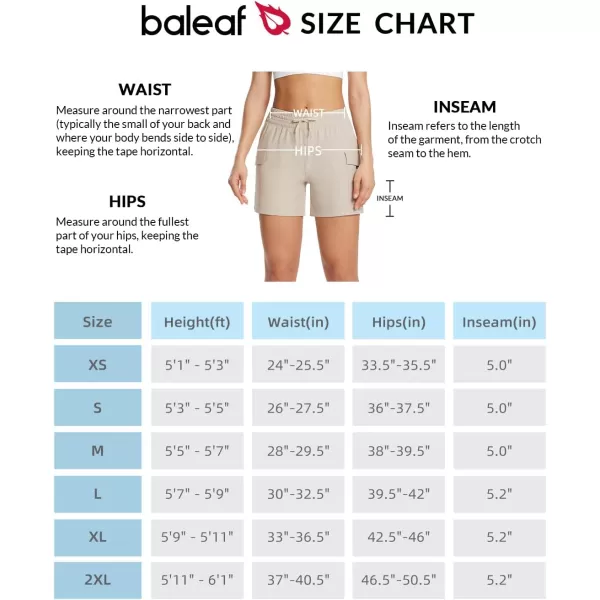 BALEAF Womens Shorts High Waist Hiking Cargo Shorts Pockets Workout Elastic Lightweight Quick Dry Athletic UPF50Khaki