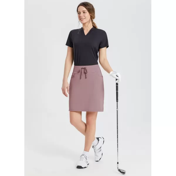 BALEAF Womens Skorts Skirts 20 Knee Length Cotton Casual High Waist Drawstring Modest Golf Skort with PocketBurlwood