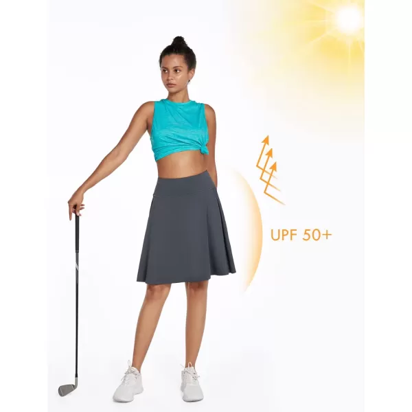 BALEAF Womens Skorts Skirts 20 Knee Length Long Golf Sports Casual Skirts Modest with PocketsGrey