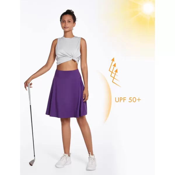 BALEAF Womens Skorts Skirts 20 Knee Length Long Golf Sports Casual Skirts Modest with PocketsPurple