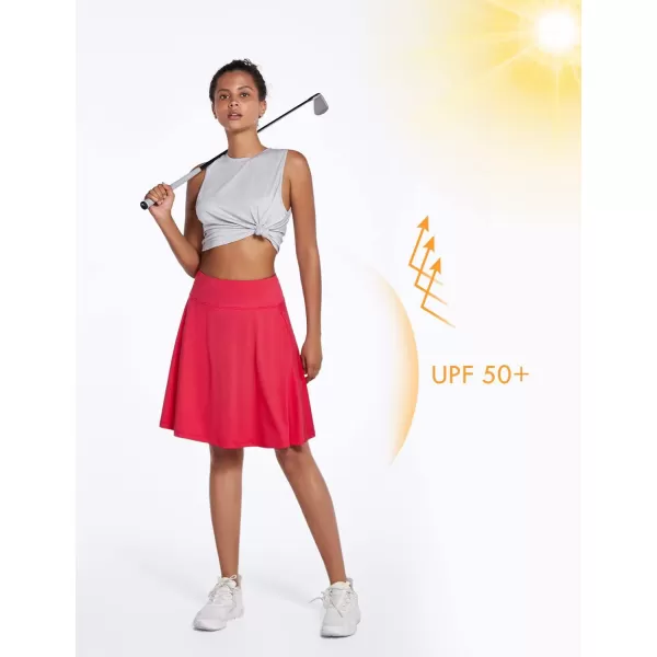 BALEAF Womens Skorts Skirts 20 Knee Length Long Golf Sports Casual Skirts Modest with PocketsRed