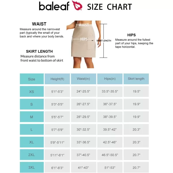 BALEAF Womens Skorts Skirts Hiking Cargo Skorts Pockets 19 Knee Length Long Athletic Quick Dry Skirts UPF 50Khaki