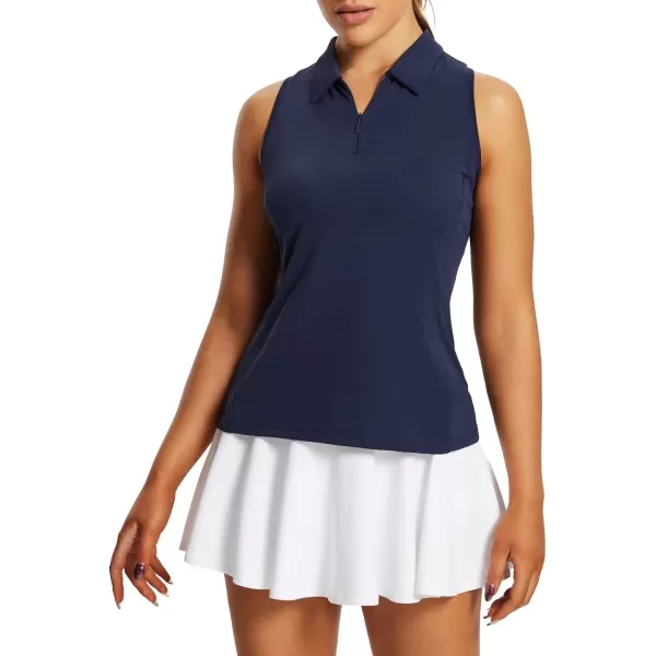 BALEAF Womens Sleeveless Golf Shirts Tank Tops Polo Racerback Tennis with Collar UPF 50 Quick DryBlue