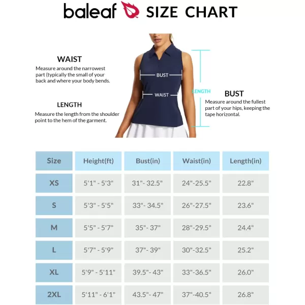 BALEAF Womens Sleeveless Golf Shirts Tank Tops Polo Racerback Tennis with Collar UPF 50 Quick DryBlue