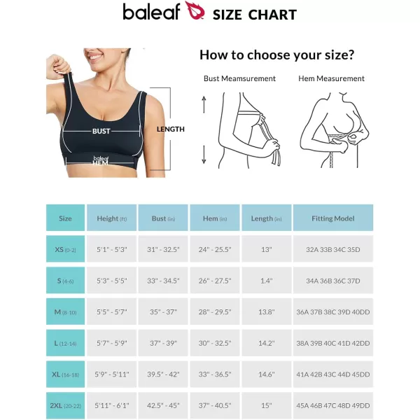 BALEAF Womens Sports Bras High Impact Running Bra Workout Athletic Tops Wirefree Compression Removable PadsBlack