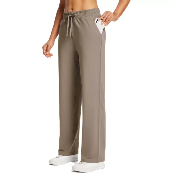 BALEAF Womens Straight Leg Sweatpants Wide Leg Athletic Lounge Pants Pockets Stretch Soft Workout01brown