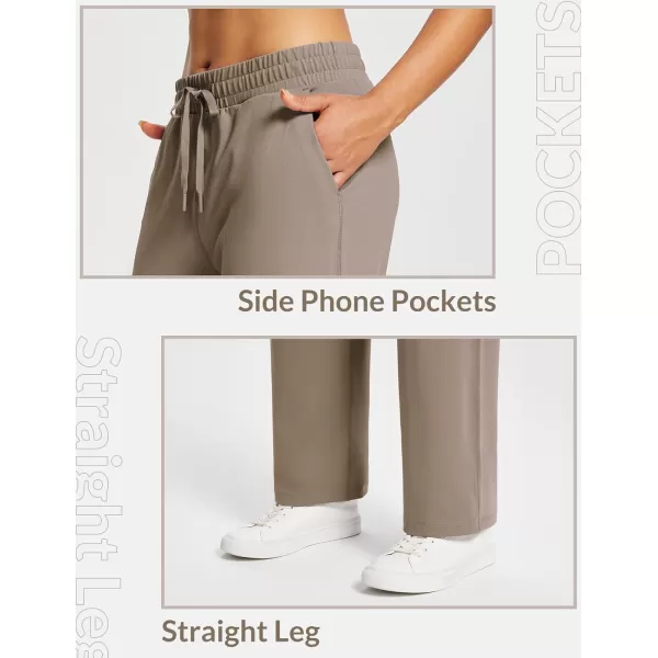 BALEAF Womens Straight Leg Sweatpants Wide Leg Athletic Lounge Pants Pockets Stretch Soft Workout01brown