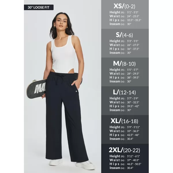 BALEAF Womens Straight Leg Sweatpants Wide Leg Athletic Sweat Pants Casual Workout Open Bottom with Pockets UPF50Black