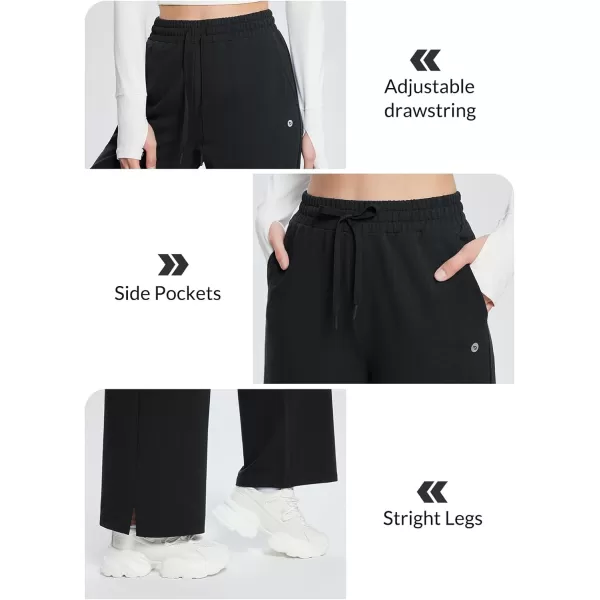 BALEAF Womens Straight Wide Leg Sweatpants High Waisted Athletic Casual Pants Lounge Loose WorkoutBlack