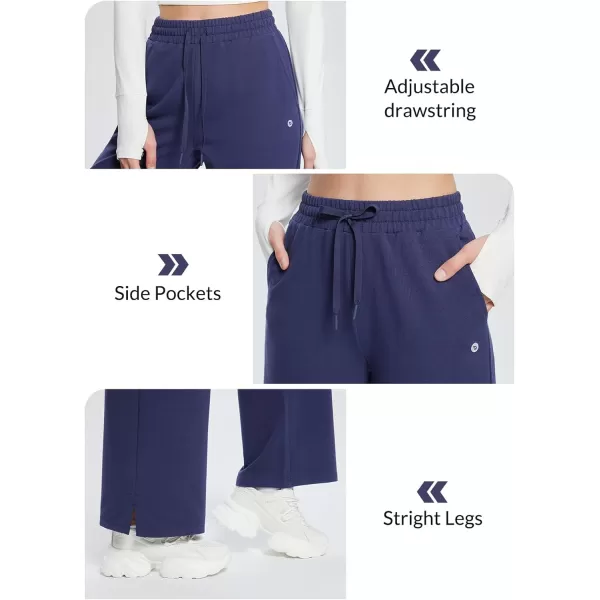 BALEAF Womens Straight Wide Leg Sweatpants High Waisted Athletic Casual Pants Lounge Loose WorkoutNavy Blue