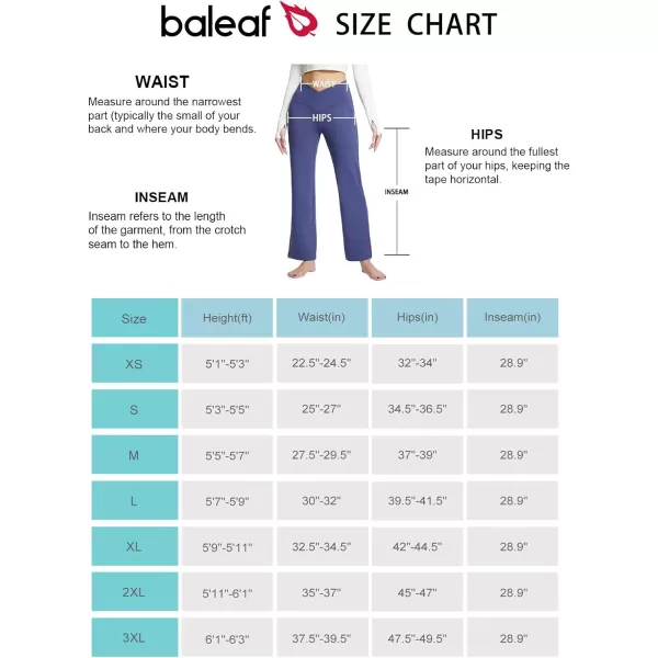 BALEAF Womens Straight Wide Leg Yoga Pants V Crossover High Waist Bootcut Workout Leggings with Pockets Open BottomNavy Blue