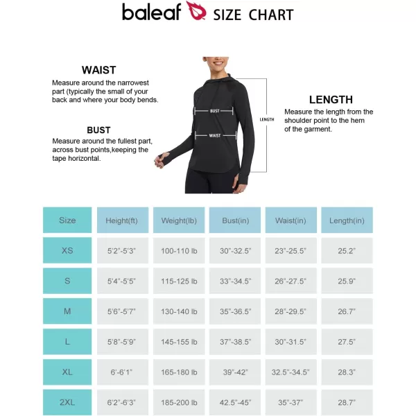 BALEAF Womens Sun Protection Hoodie Shirt UPF 50 Long Sleeve UV SPF TShirts Rash Guard Hiking Running Quick DryBlack