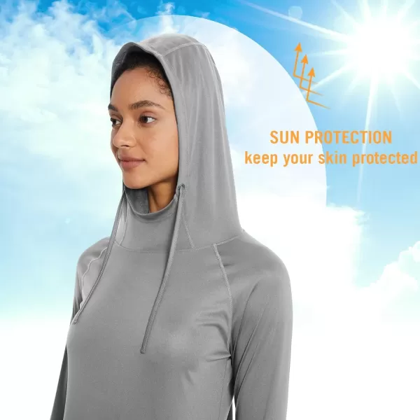 BALEAF Womens Sun Protection Hoodie Shirt UPF 50 Long Sleeve UV SPF TShirts Rash Guard Hiking Running Quick DryGray