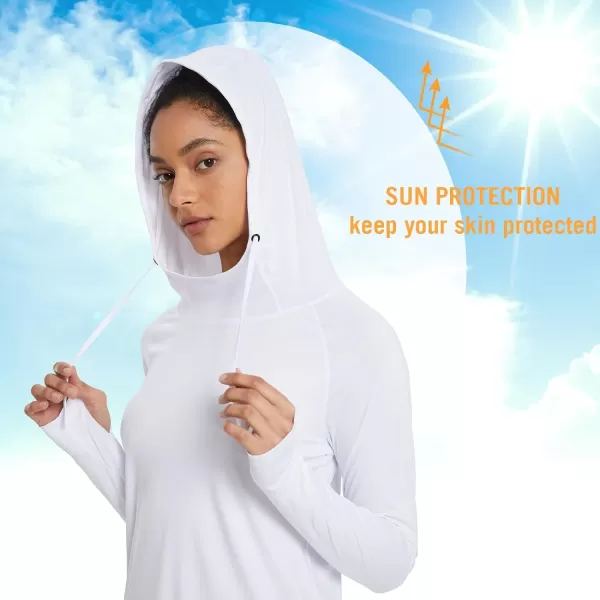 BALEAF Womens Sun Protection Hoodie Shirt UPF 50 Long Sleeve UV SPF TShirts Rash Guard Hiking Running Quick DryWhite