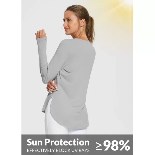 BALEAF Womens Sun Shirts UPF 50 Long Sleeve Hiking Tops Lightweight Quick Dry UV Protection Outdoor ClothingGrey