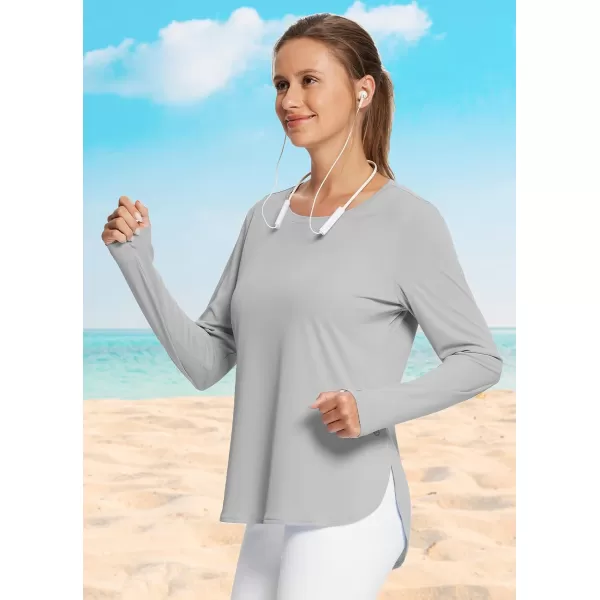 BALEAF Womens Sun Shirts UPF 50 Long Sleeve Hiking Tops Lightweight Quick Dry UV Protection Outdoor ClothingGrey