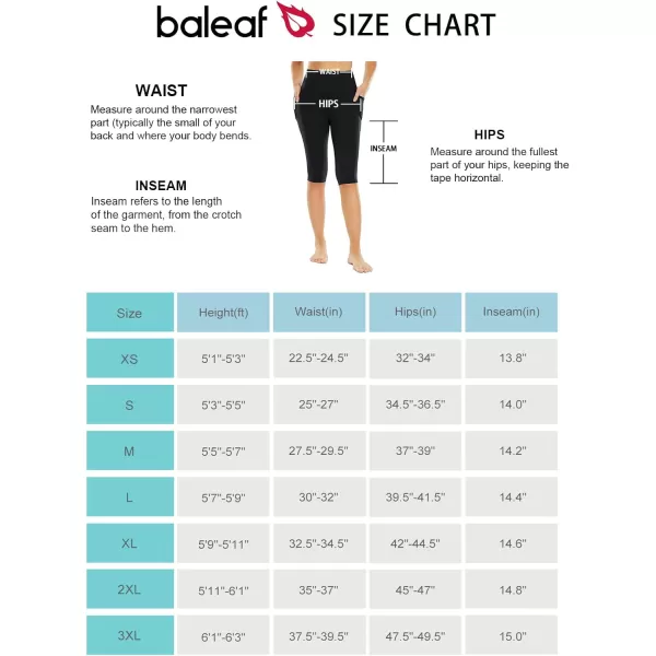 BALEAF Womens Sweatleaf Knee Length Capri Leggings Yoga Workout Exercise Pants for Casual Summer with PocketsBlack