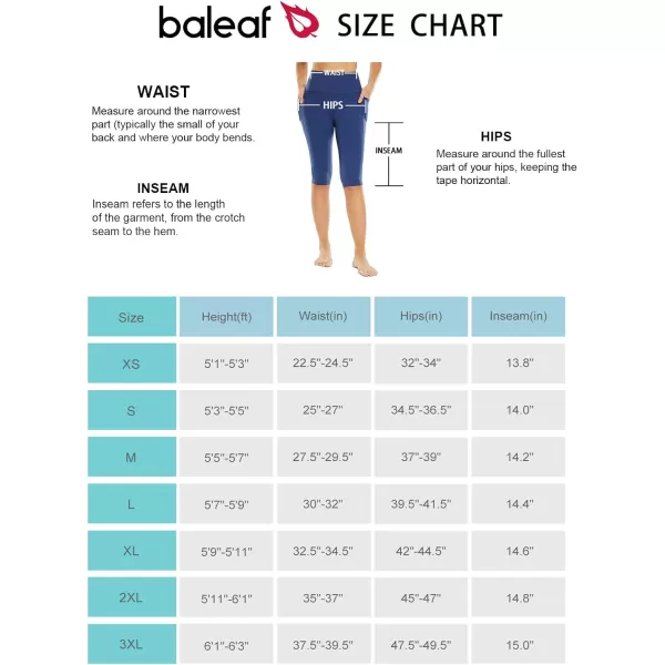 BALEAF Womens Sweatleaf Knee Length Capri Leggings Yoga Workout Exercise Pants for Casual Summer with PocketsBlue