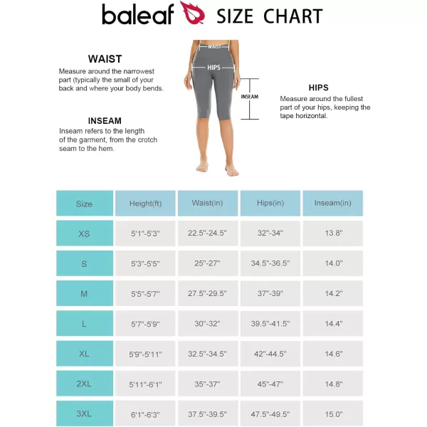 BALEAF Womens Sweatleaf Knee Length Capri Leggings Yoga Workout Exercise Pants for Casual Summer with PocketsGrey