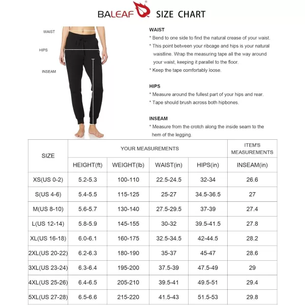 BALEAF Womens Sweatpants Cotton Joggers with Pockets Lounge Sweat Pants Tapered Casual Running Workout YogaRegular Black