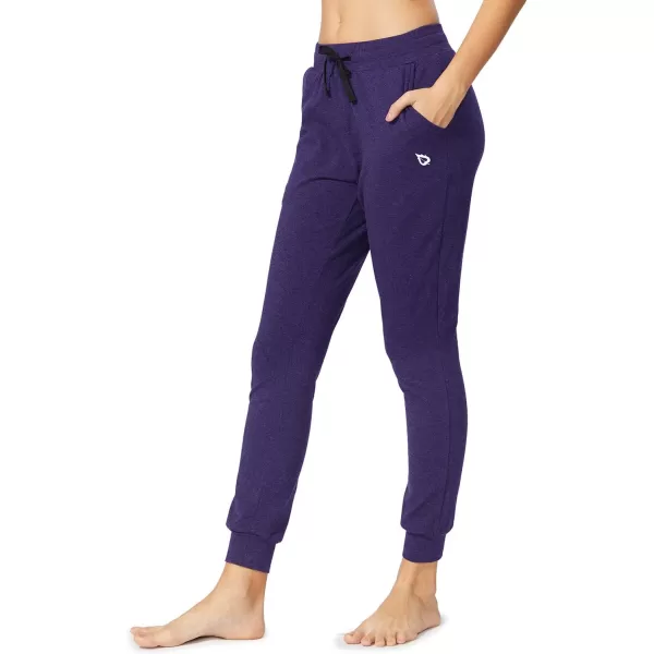 BALEAF Womens Sweatpants Cotton Joggers with Pockets Lounge Sweat Pants Tapered Casual Running Workout YogaRegular Purple